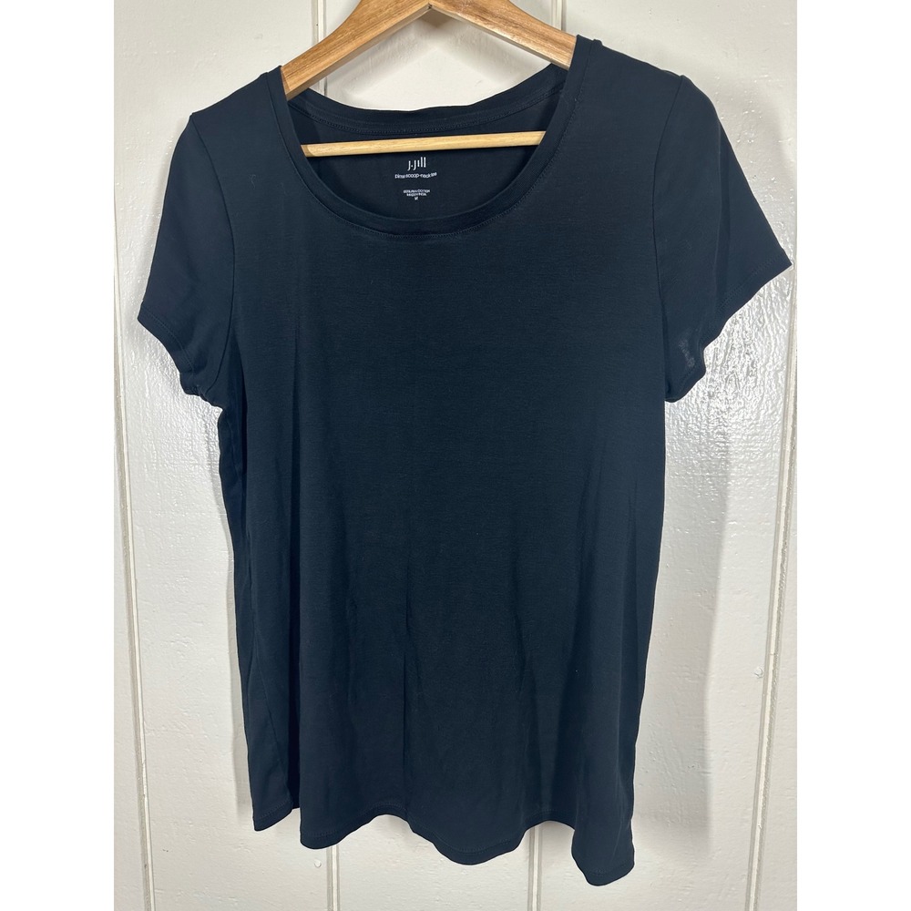 J. Jill T-Shirt Womens M Black Pima Scoop-Neck Tee Short Sleeve Basic Cotton